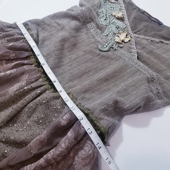 John Fashion Linen Blend Fairy Floral Dress Crochet Knit - Picture 10 of 13